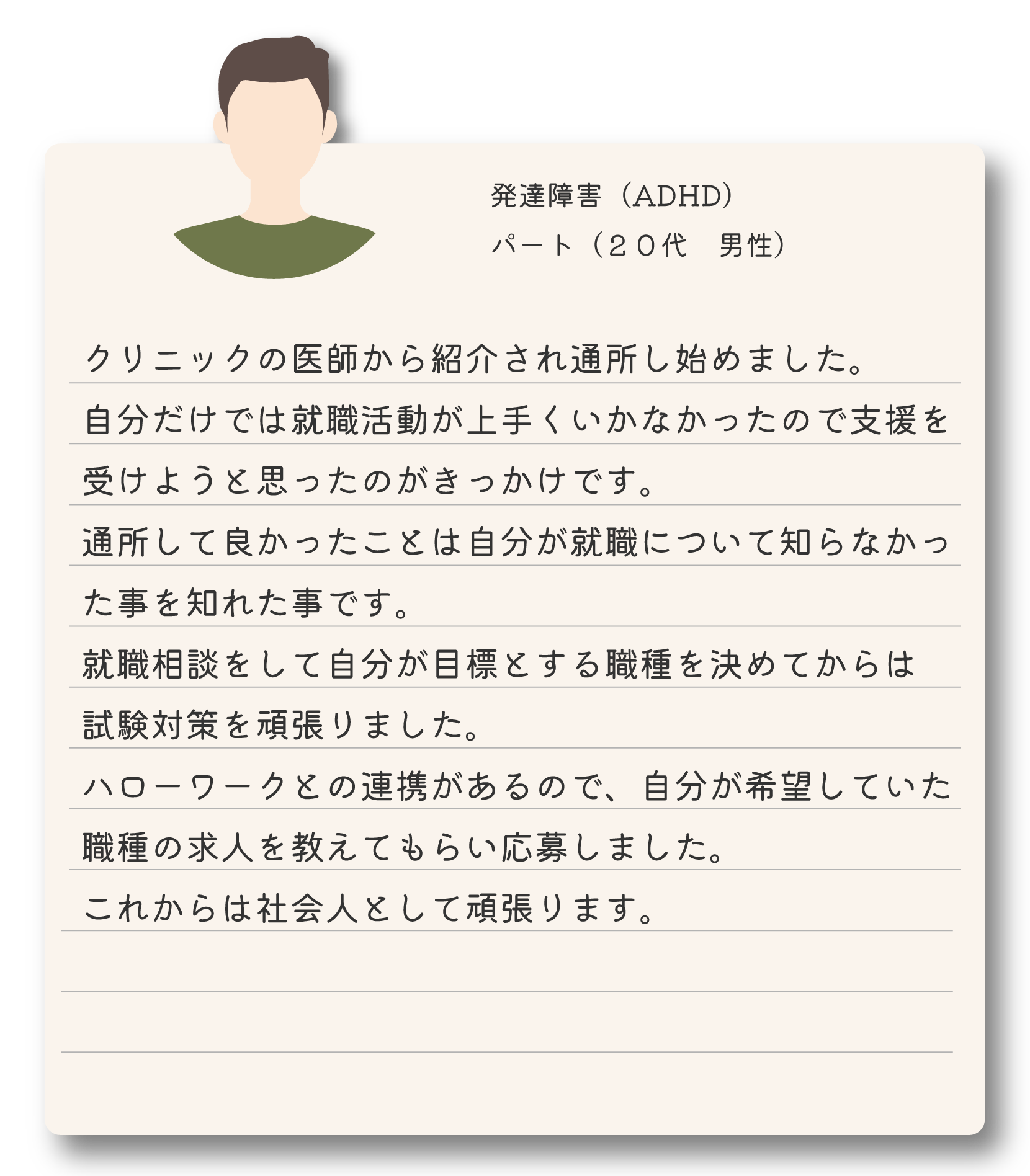 就労移行支援を利用して就職した20代男性の体験談